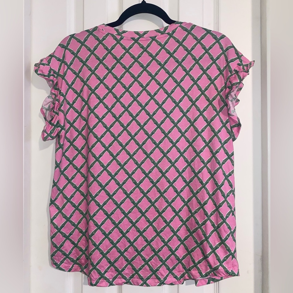 Crown & Ivy Pink and Green Diamond Pattern Top - Picture 4 of 5